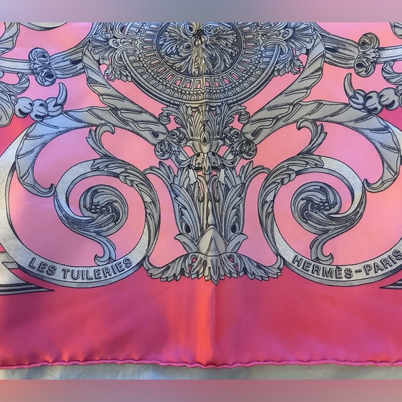 Hermes Silk Scarf Les Tuileries Pink 90cm - Picture 6 of 10